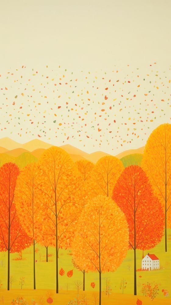 Beautiful autumn wallpaper painting outdoors plant. AI generated Image by rawpixel.