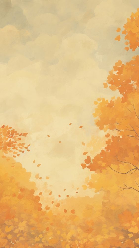 Beautiful autumn wallpaper outdoors painting tranquility. AI generated Image by rawpixel.