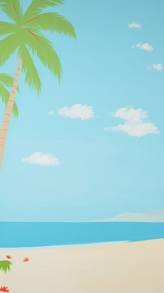 Beautiful beach wallpaper outdoors painting nature. AI generated Image by rawpixel.