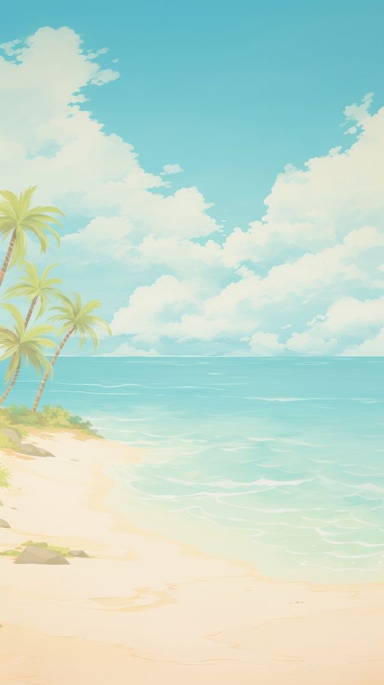 Beautiful beach wallpaper landscape outdoors horizon. AI generated Image by rawpixel.