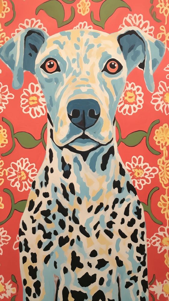 Beautiful dog wallpaper painting mammal animal. AI generated Image by rawpixel.