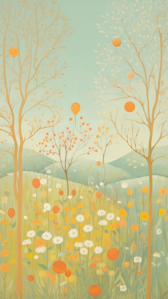 Beautiful easter wallpaper painting outdoors nature. AI generated Image by rawpixel.