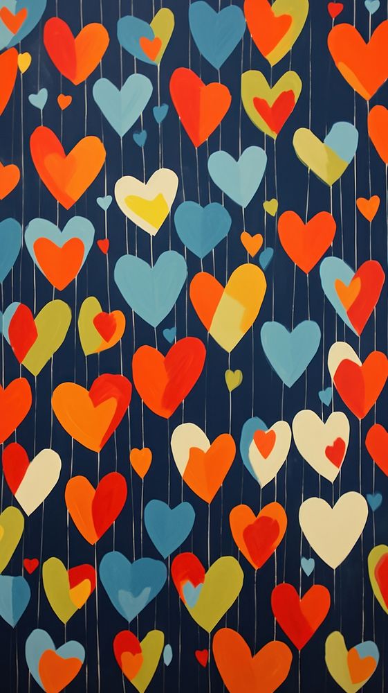 Beautiful hearts wallpaper backgrounds creativity repetition. AI generated Image by rawpixel.