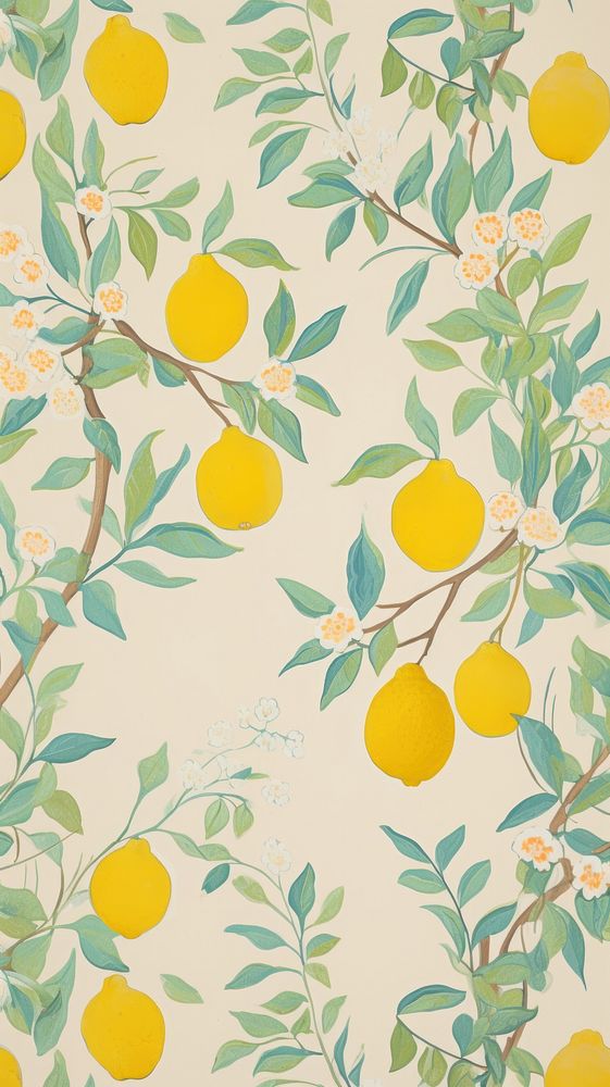 Beautiful lemons wallpaper pattern plant fruit. 