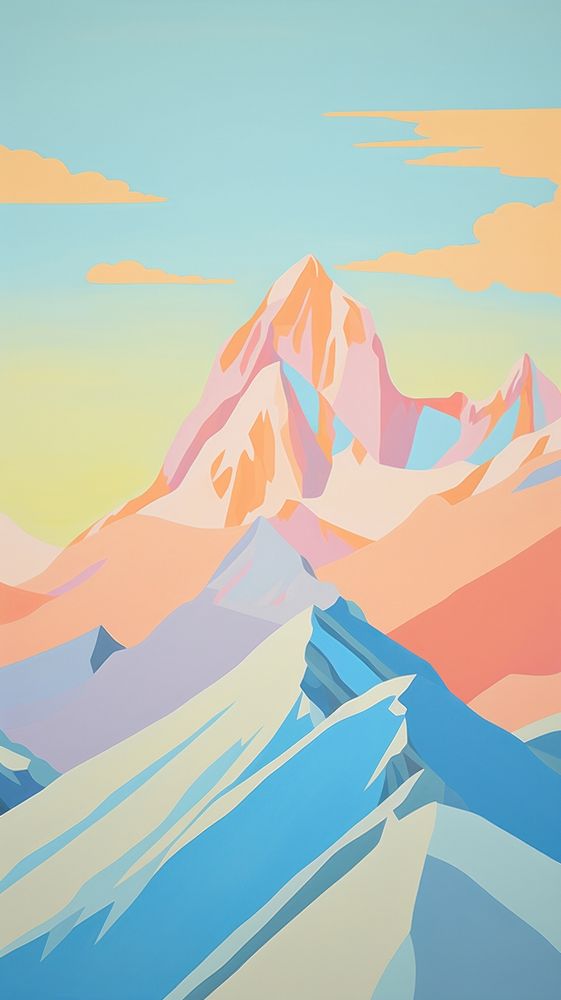 Beautiful mountain wallpaper painting outdoors nature. AI generated Image by rawpixel.