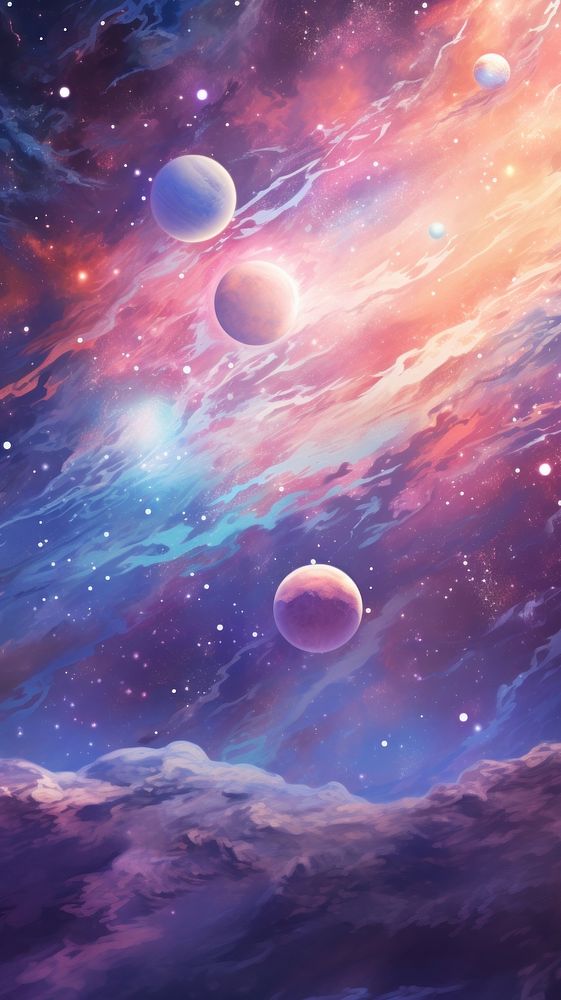 Galaxy planet wallpaper astronomy universe outdoors. AI generated Image by rawpixel.