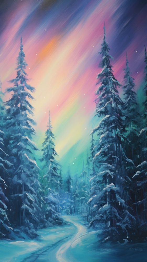 Northern light wallpaper painting outdoors nature. 