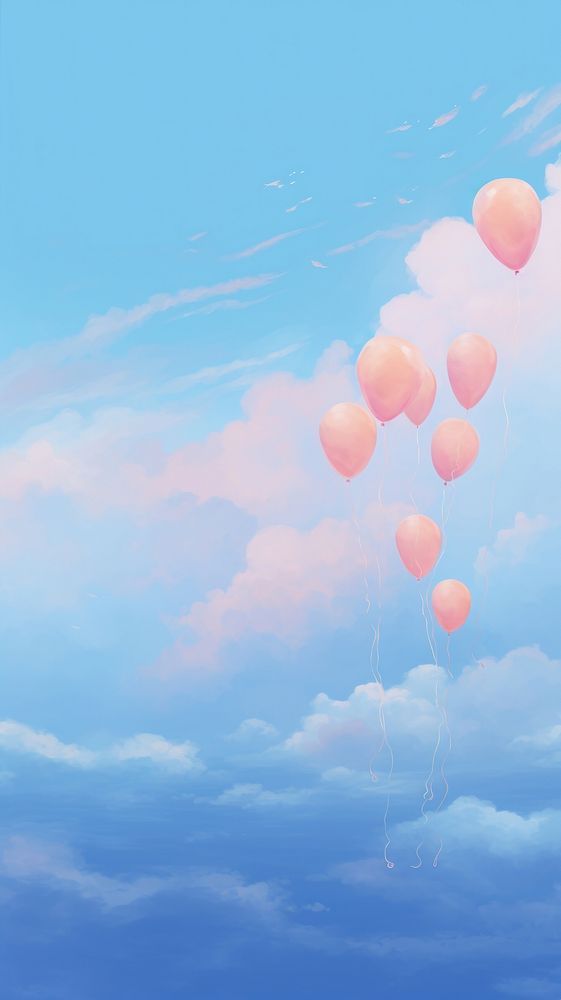 Sky with balloons wallpaper outdoors nature backgrounds. AI generated Image by rawpixel.