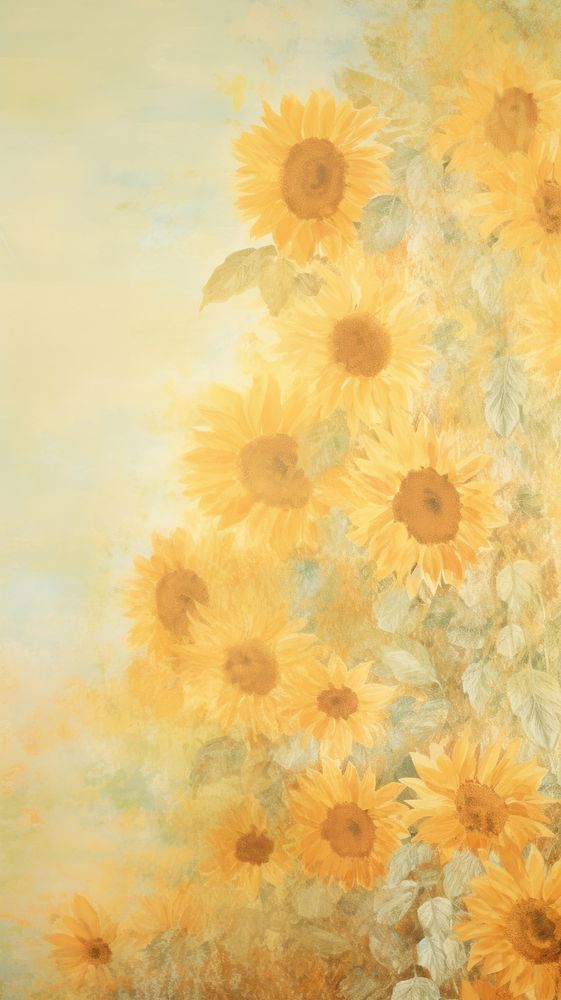 Sunflowers wallpaper painting plant art. 