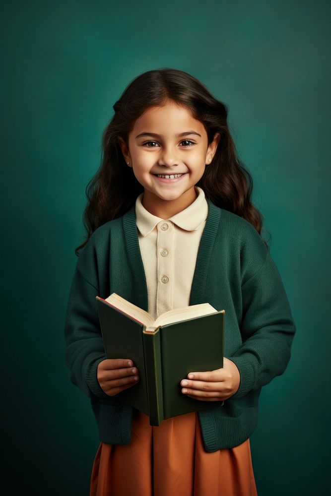 Girl holding a book portrait reading student. AI generated Image by rawpixel.