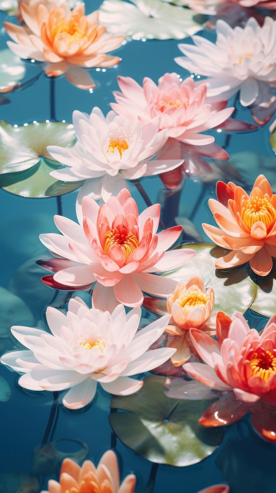 Water lilies blossom flower petal. AI generated Image by rawpixel.