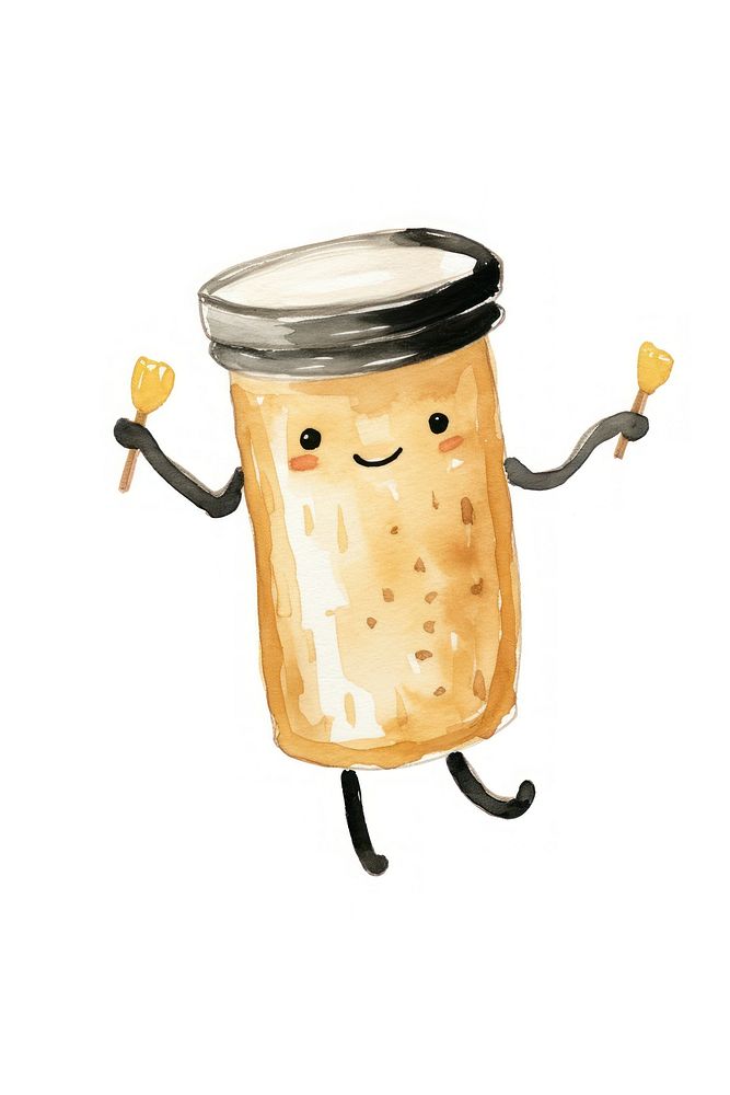 Peanut butter dancing white background anthropomorphic percussion. AI generated Image by rawpixel.