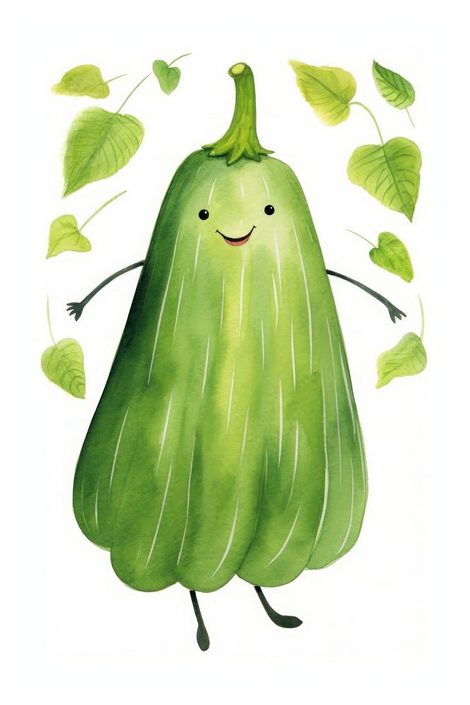 Zucchuni dancing vegetable gourd plant. AI generated Image by rawpixel.