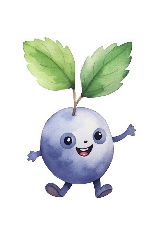 Dancing blueberry drawing plant cute. AI generated Image by rawpixel.
