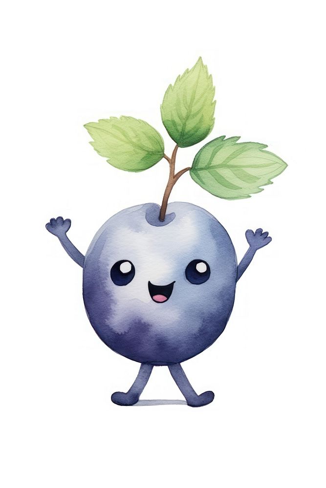 Dancing blueberry fruit plant cute. AI generated Image by rawpixel.