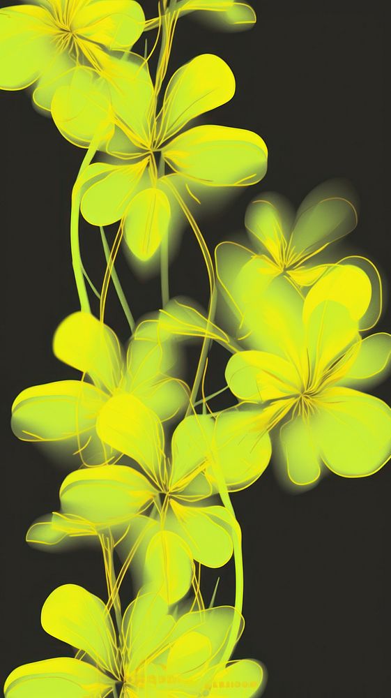 A yellow green neon flowers pattern plant leaf. AI generated Image by rawpixel.