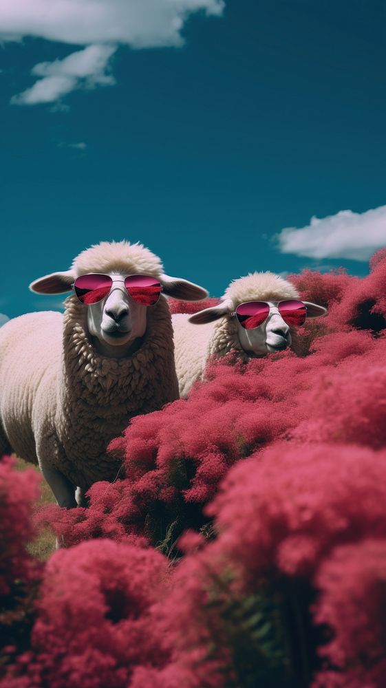 Sheeps livestock outdoors glasses. 