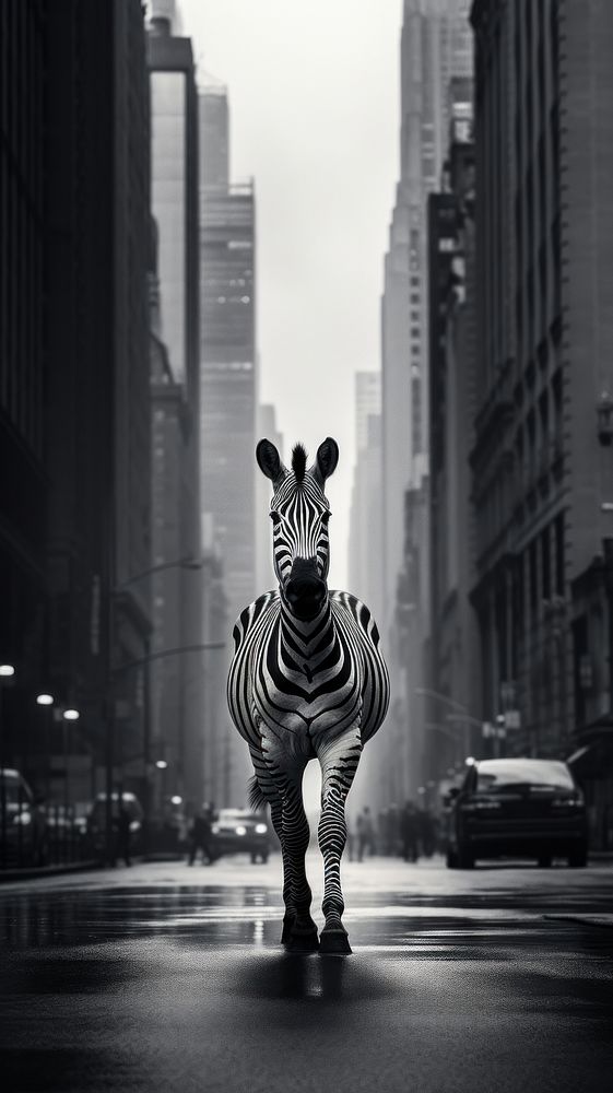 Wild animals walking in the city wildlife mammal street. AI generated Image by rawpixel.