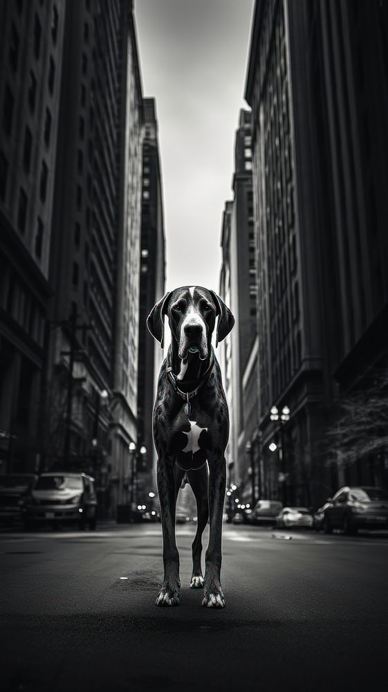 A giant dog attack the city vehicle mammal street. AI generated Image by rawpixel.