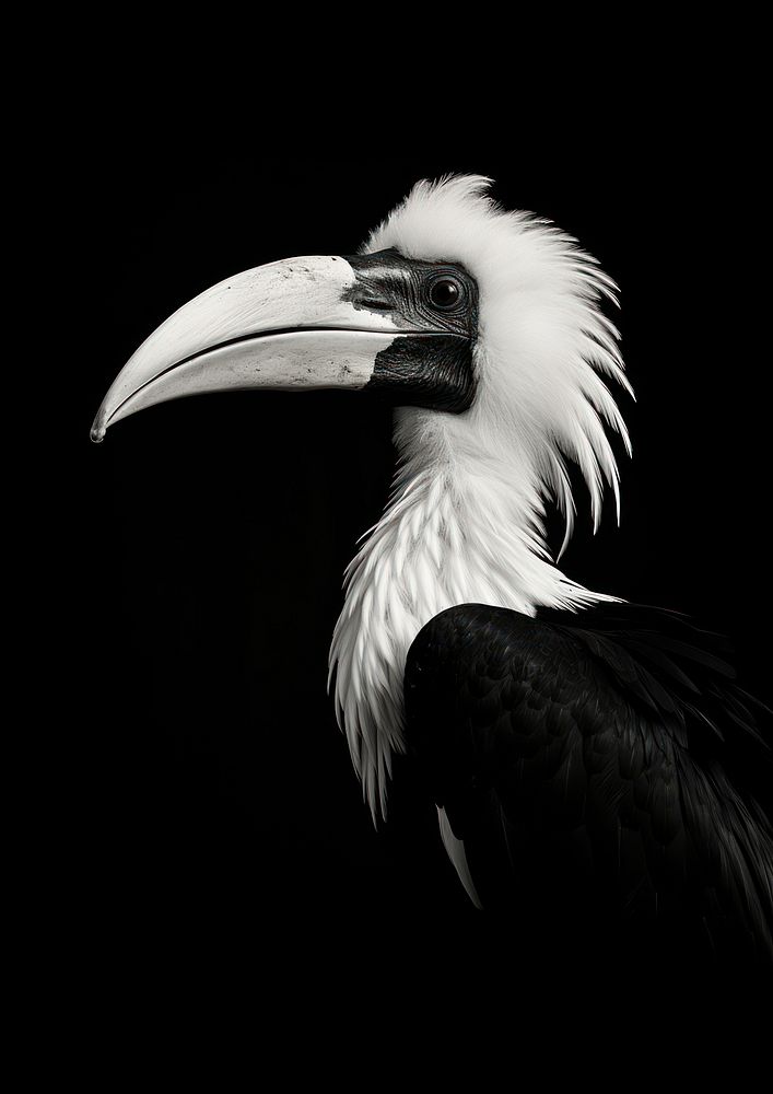 A hornbill bird vulture animal black. AI generated Image by rawpixel.