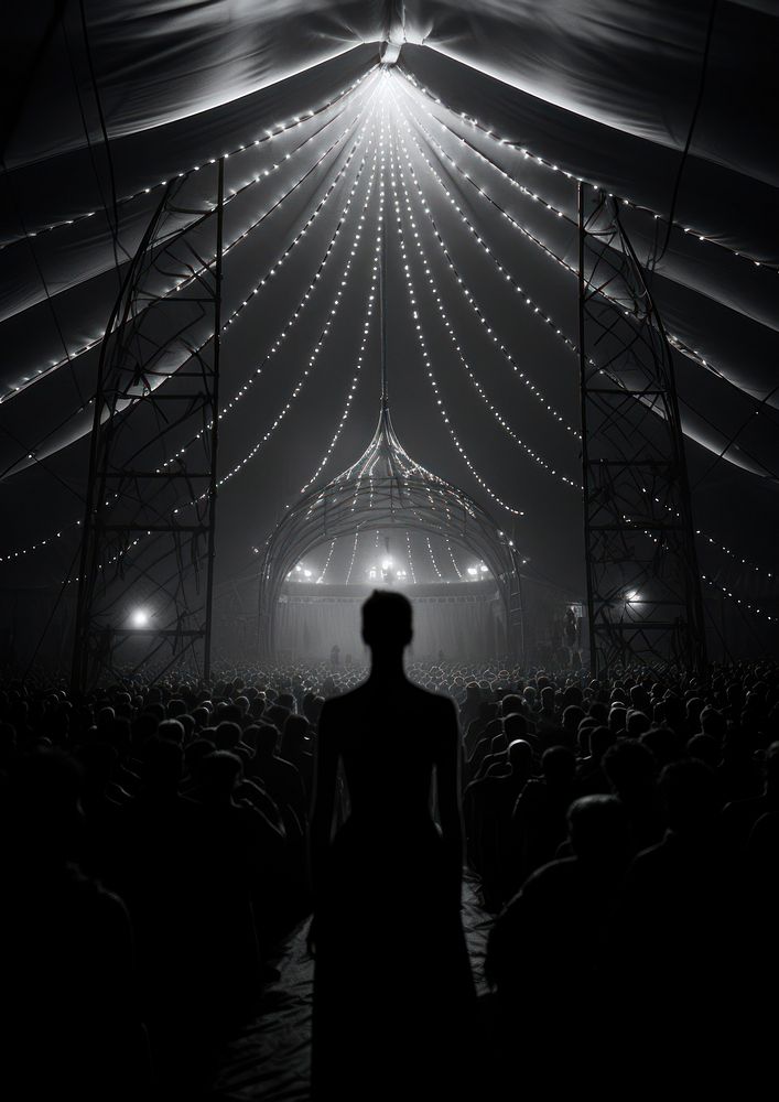 A lot of people in the circus silhouette concert light. AI generated Image by rawpixel.