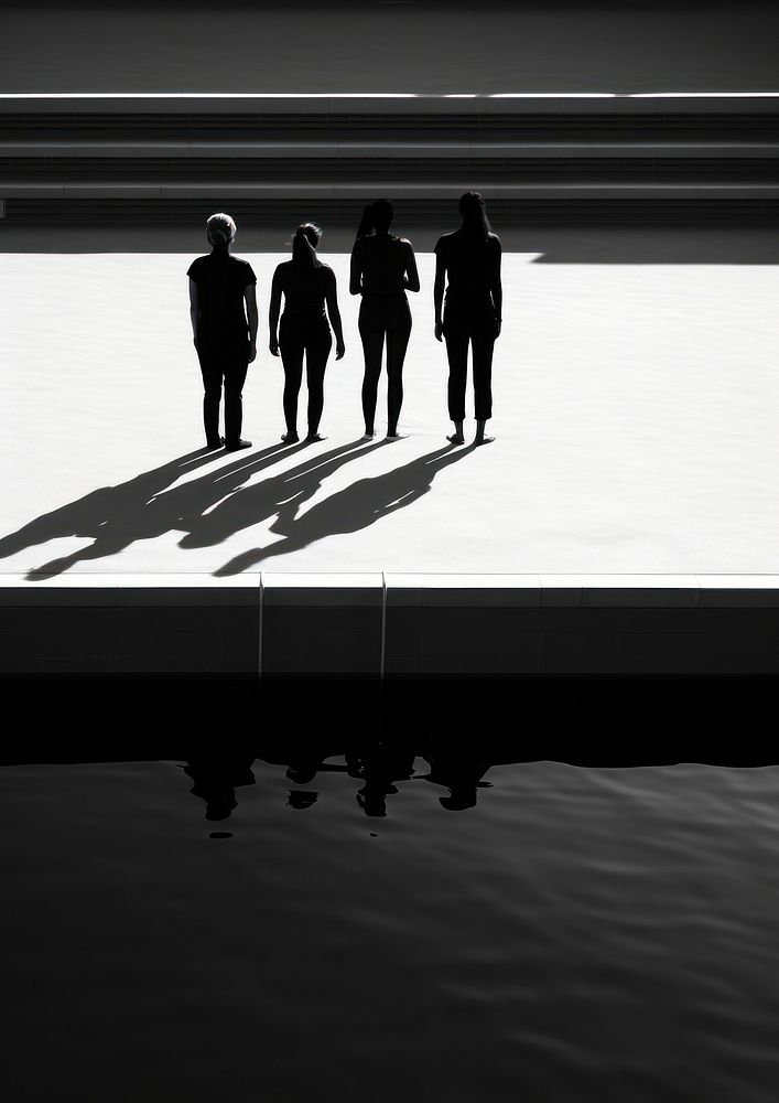 People in the pool silhouette footwear walking. AI generated Image by rawpixel.
