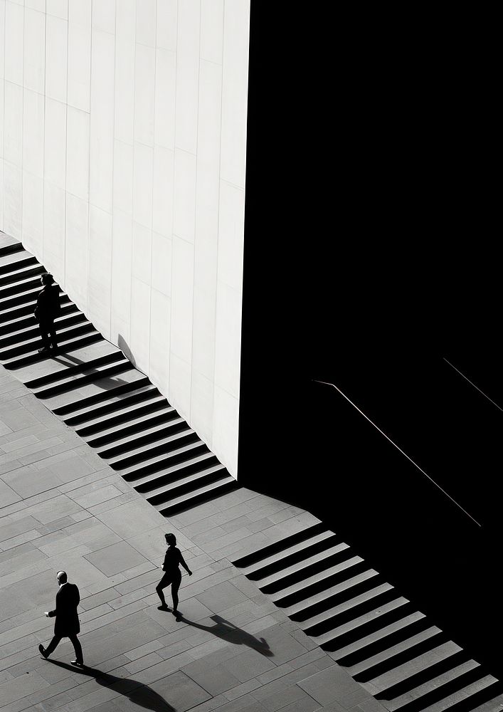 People chasing a person running architecture silhouette staircase. AI generated Image by rawpixel.