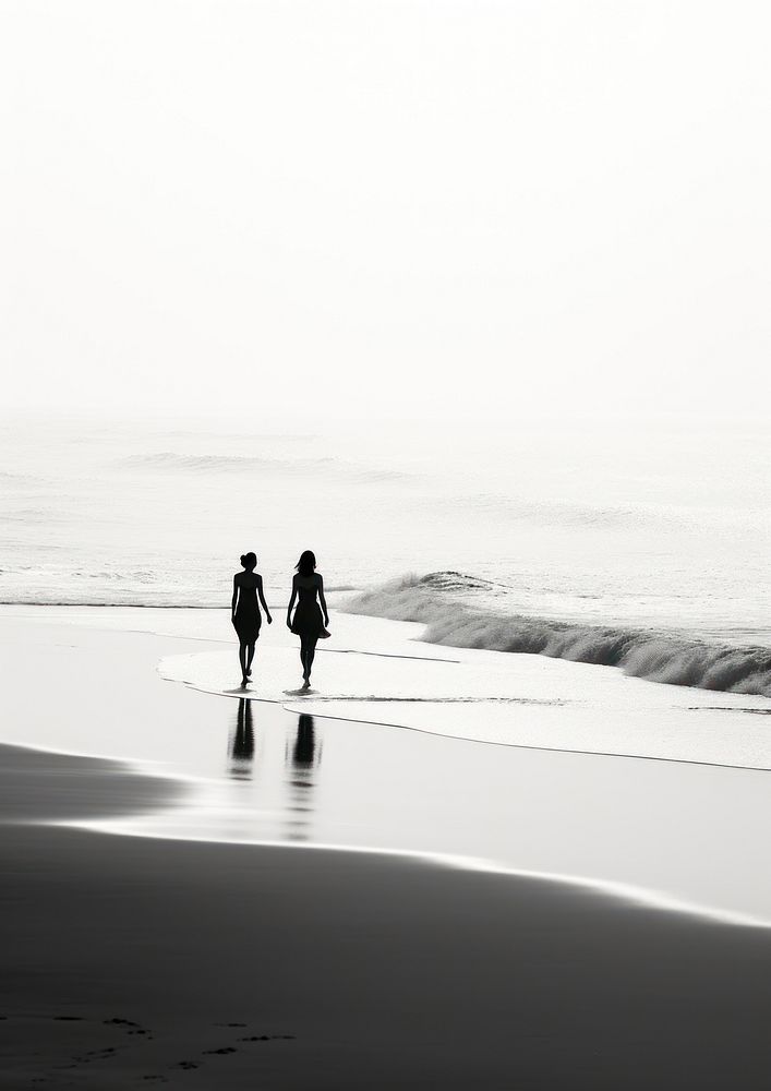 People on the beach photography outdoors walking. AI generated Image by rawpixel.