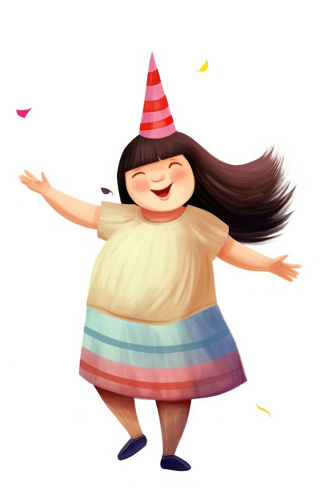 Chubby young girl party cute white background. AI generated Image by rawpixel.