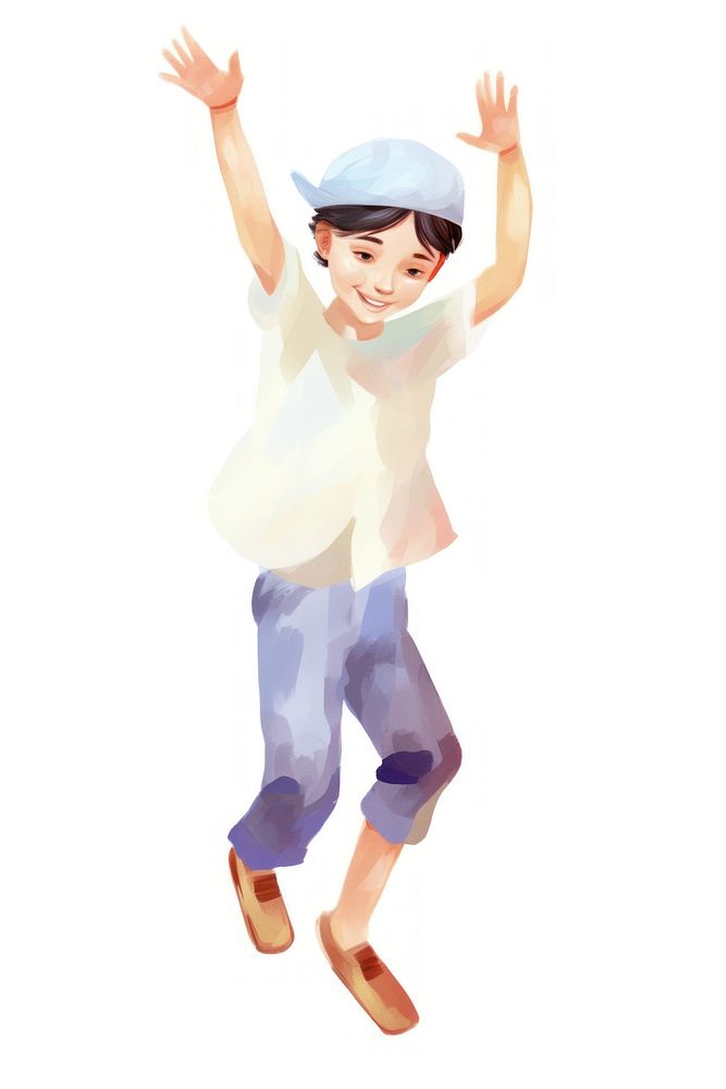 Young boy dancing art white background creativity. AI generated Image by rawpixel.