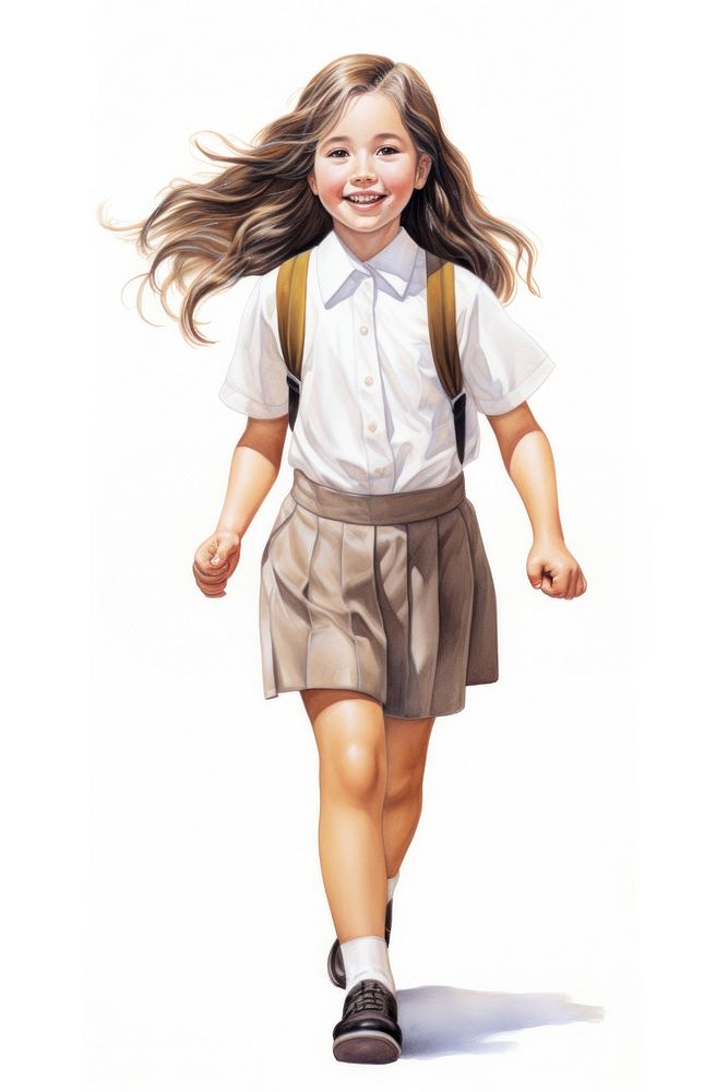 Young girl wearing uniform school running shorts skirt. AI generated Image by rawpixel.