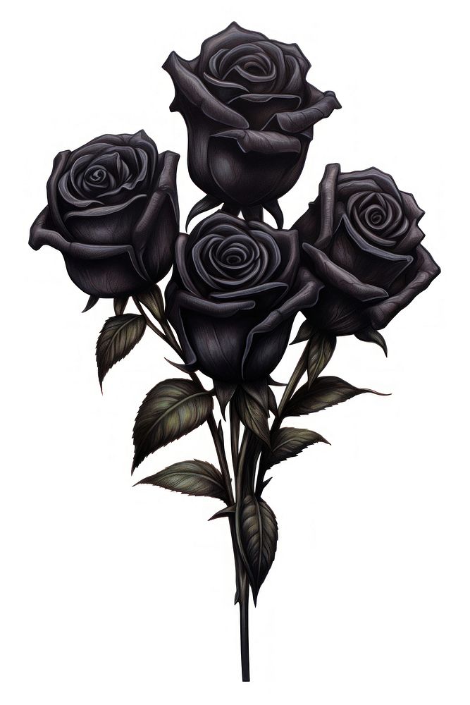 Bouquet of black roses flower plant white background. AI generated Image by rawpixel.