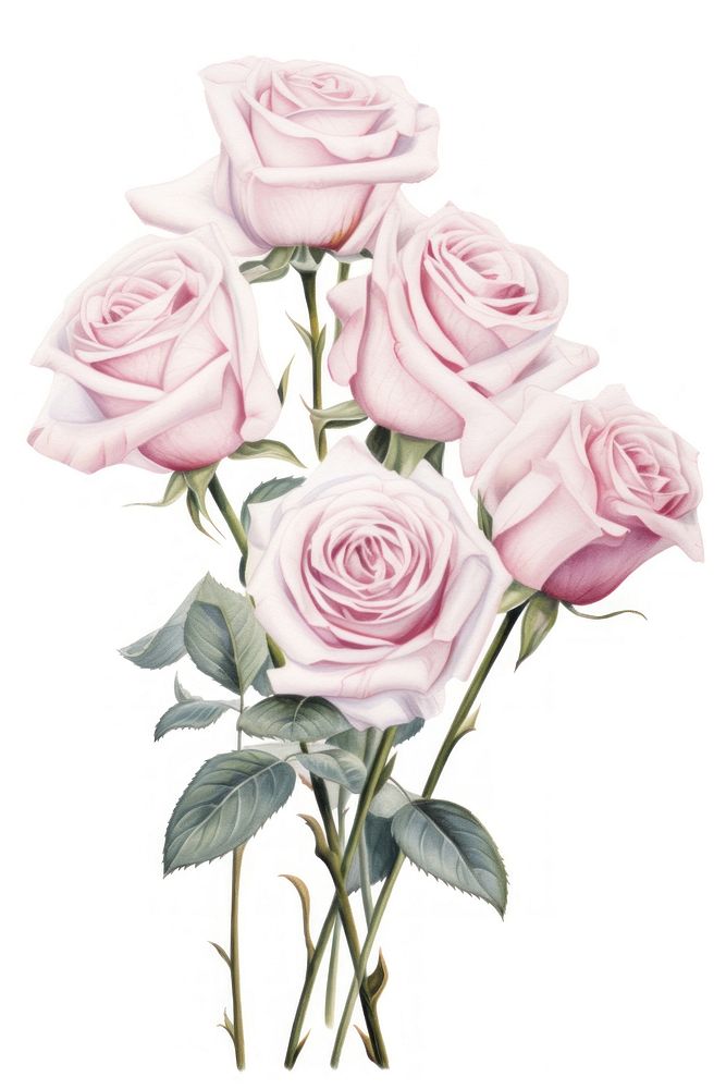 Bouquet of roses flower plant white background. AI generated Image by rawpixel.