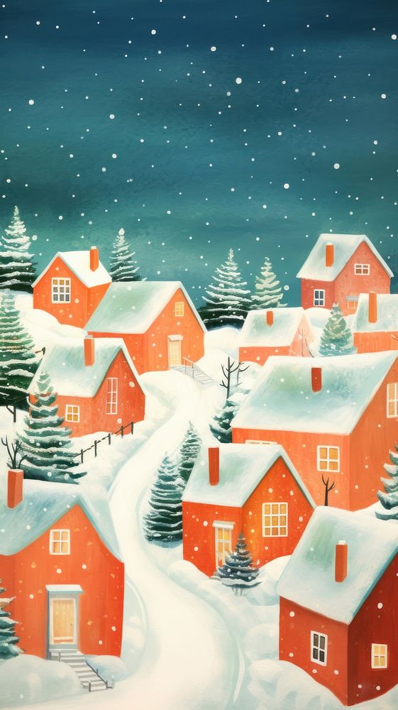 Houses and snow architecture backgrounds christmas. AI generated Image by rawpixel.