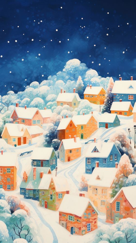 Houses and snow architecture backgrounds christmas. AI generated Image by rawpixel.