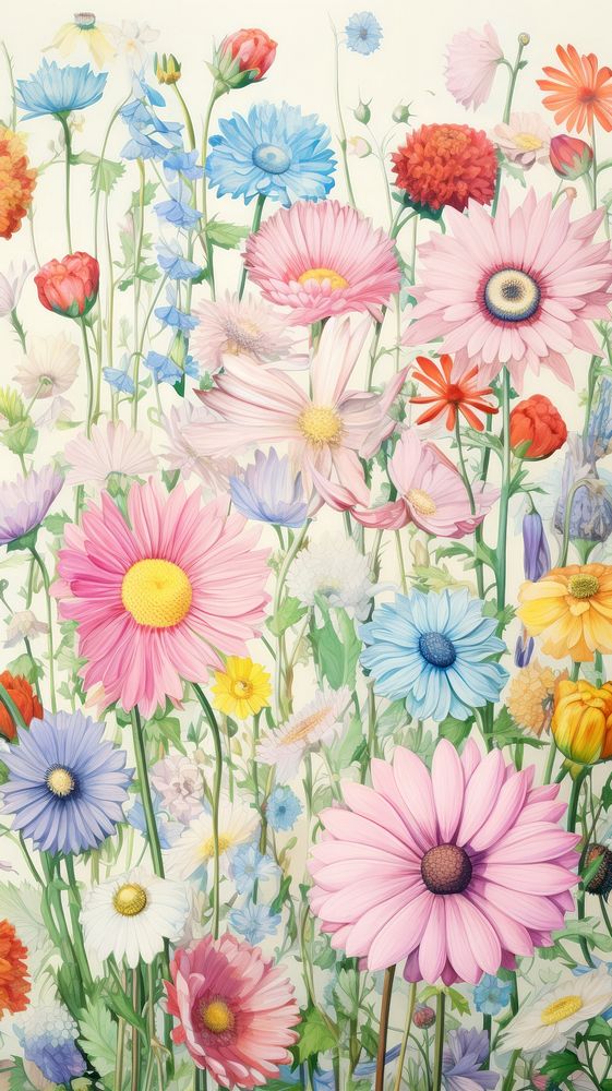 Flower garden painting pattern plant. AI generated Image by rawpixel.