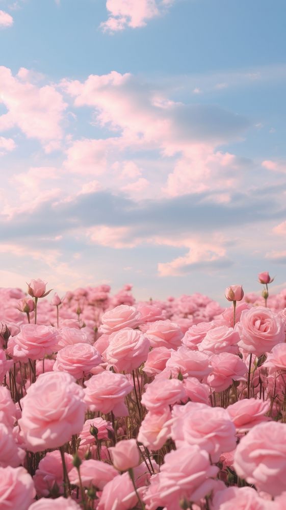 Field of rose sky backgrounds outdoors. AI generated Image by rawpixel.