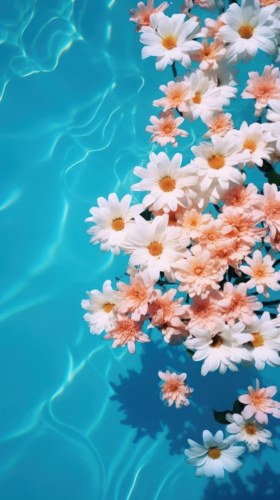 Flowers on the pool outdoors nature summer. AI generated Image by rawpixel.