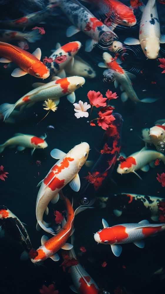 Koi fishs underwater animal carp. AI generated Image by rawpixel.