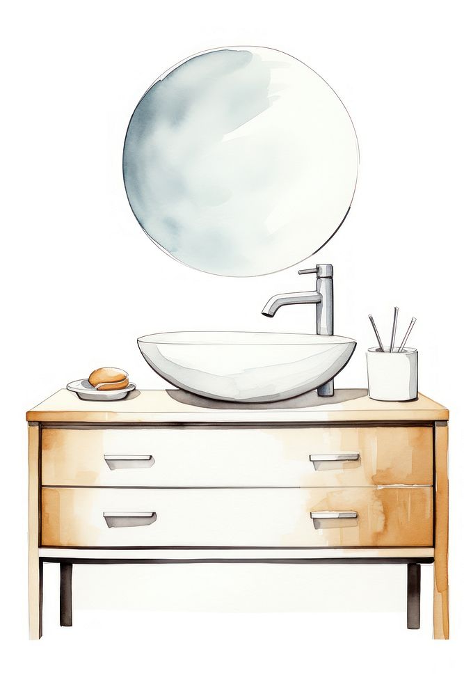 Bathroom Vanity Mirror furniture bathroom mirror. AI generated Image by rawpixel.