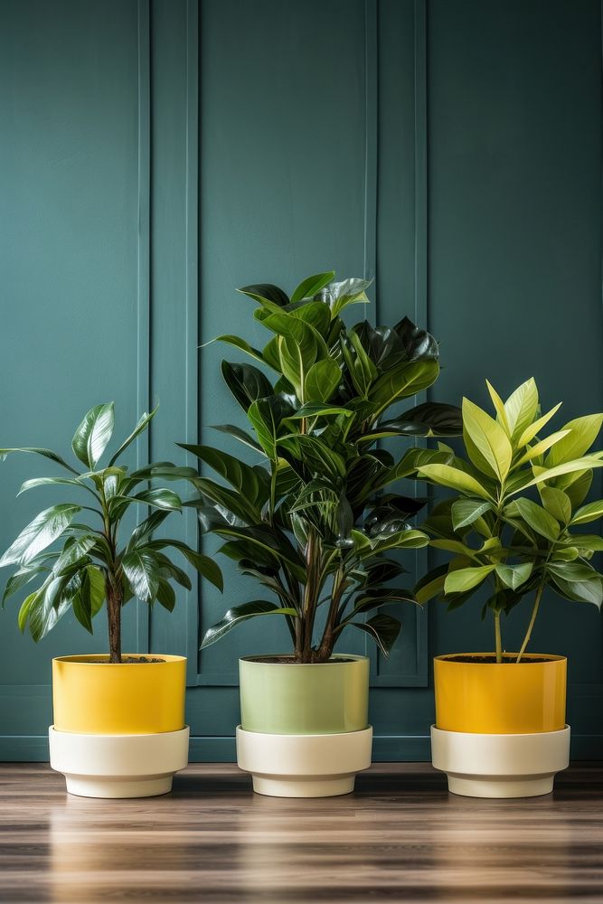 Potted plants yellow vase leaf. AI generated Image by rawpixel.