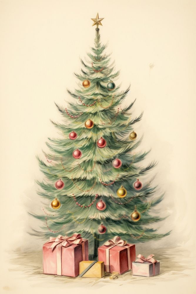 Christmas tree drawing paper plant. AI generated Image by rawpixel.