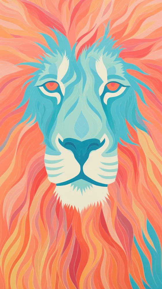 Lion pattern art backgrounds painting. AI generated Image by rawpixel.