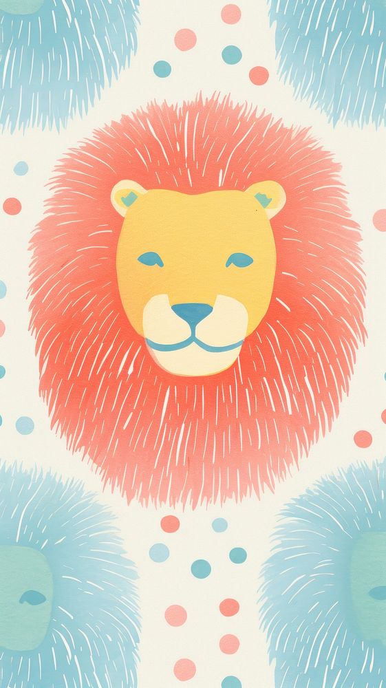 Lion pattern art backgrounds cartoon. AI generated Image by rawpixel.