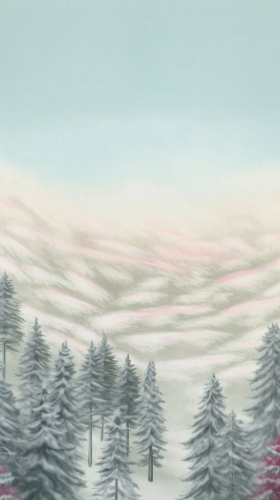 Winter landscape wallpaper backgrounds outdoors painting. AI generated Image by rawpixel.