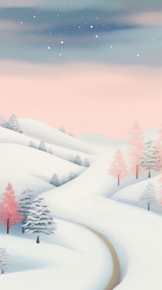 Winter landscape wallpaper outdoors nature plant. AI generated Image by rawpixel.