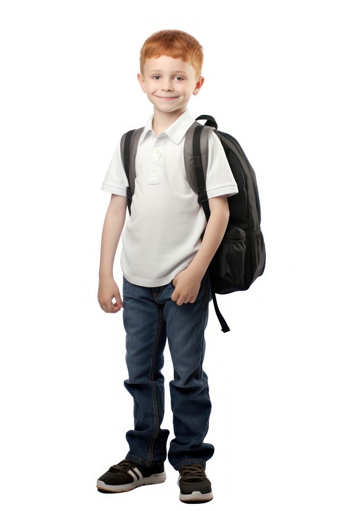 Child with school backpack standing footwear bag. AI generated Image by rawpixel.
