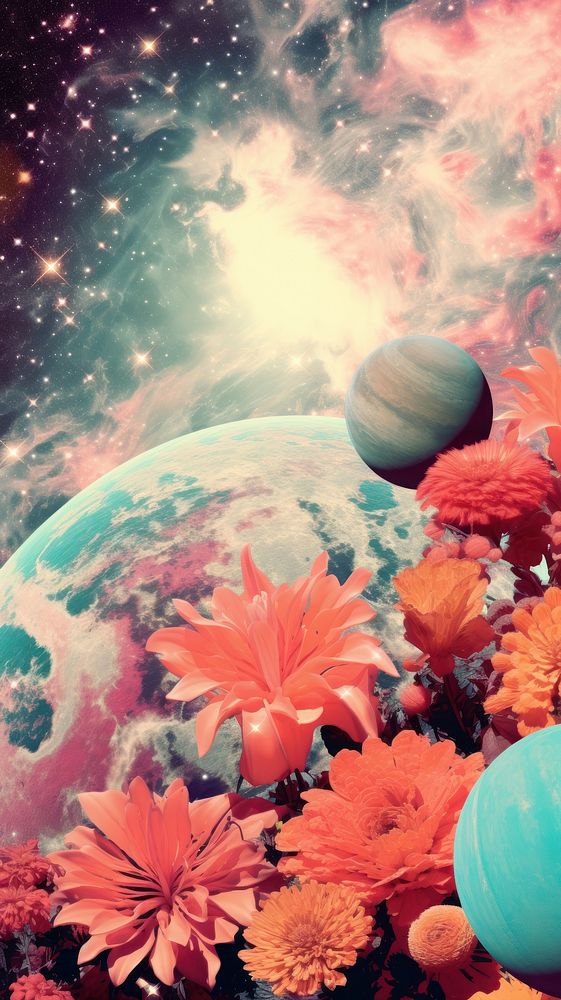 Galaxy wallpaper universe outdoors flower. AI generated Image by rawpixel.