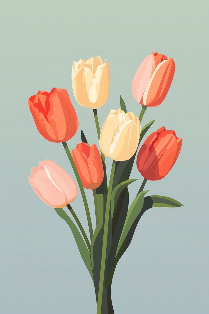 Tulip bouquet flower plant inflorescence. AI generated Image by rawpixel.