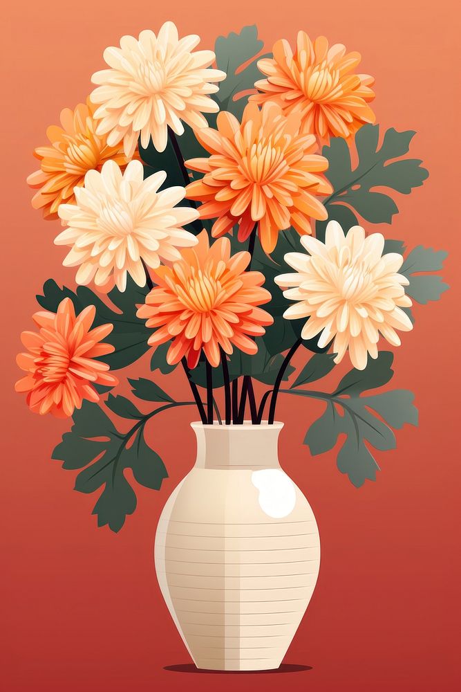 Chrysanthemum bouquet vase chrysanths flower. AI generated Image by rawpixel.